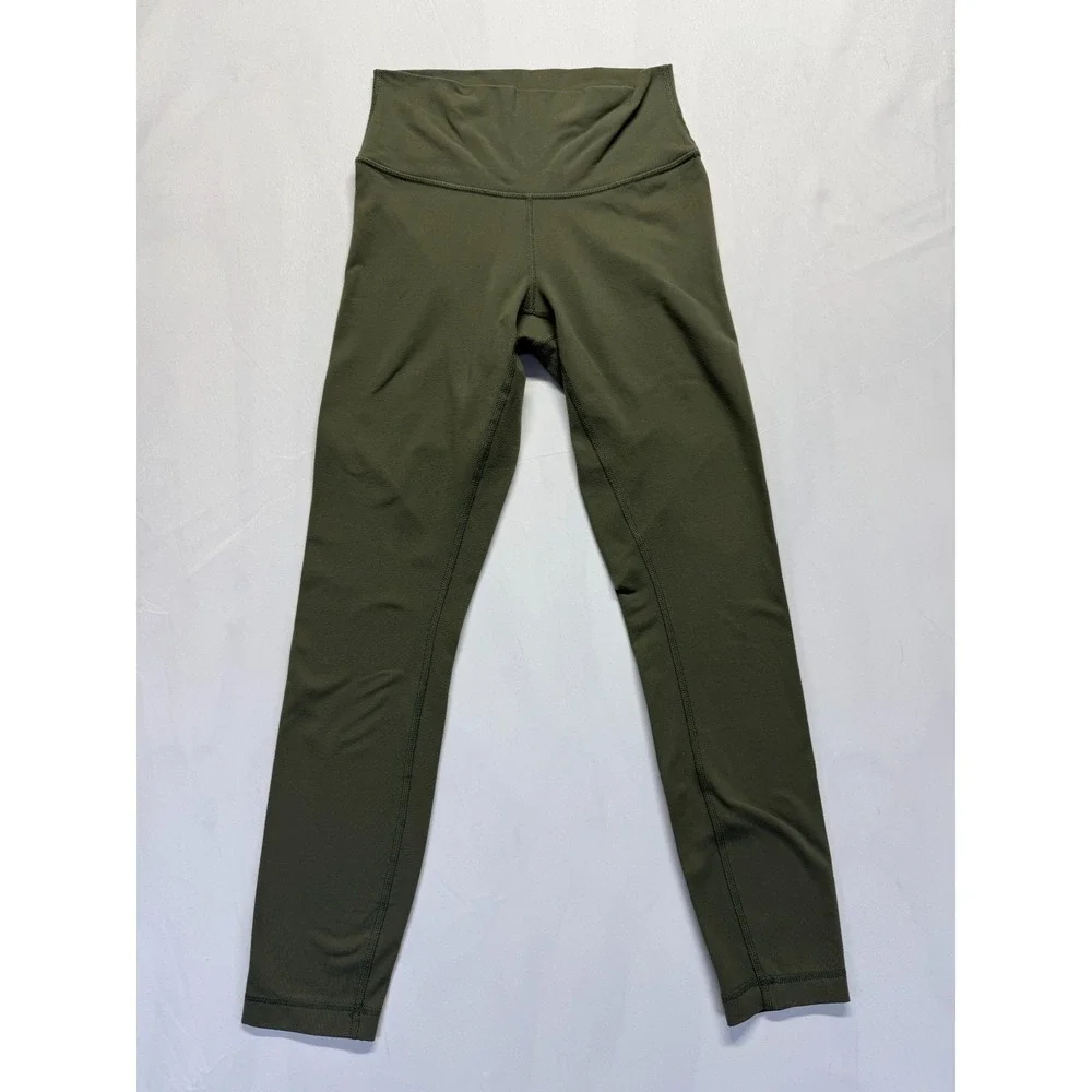 Lululemon‎ Align Leggings Womens 0 Olive Green Logo High Rise Sweat Wicking Yoga
